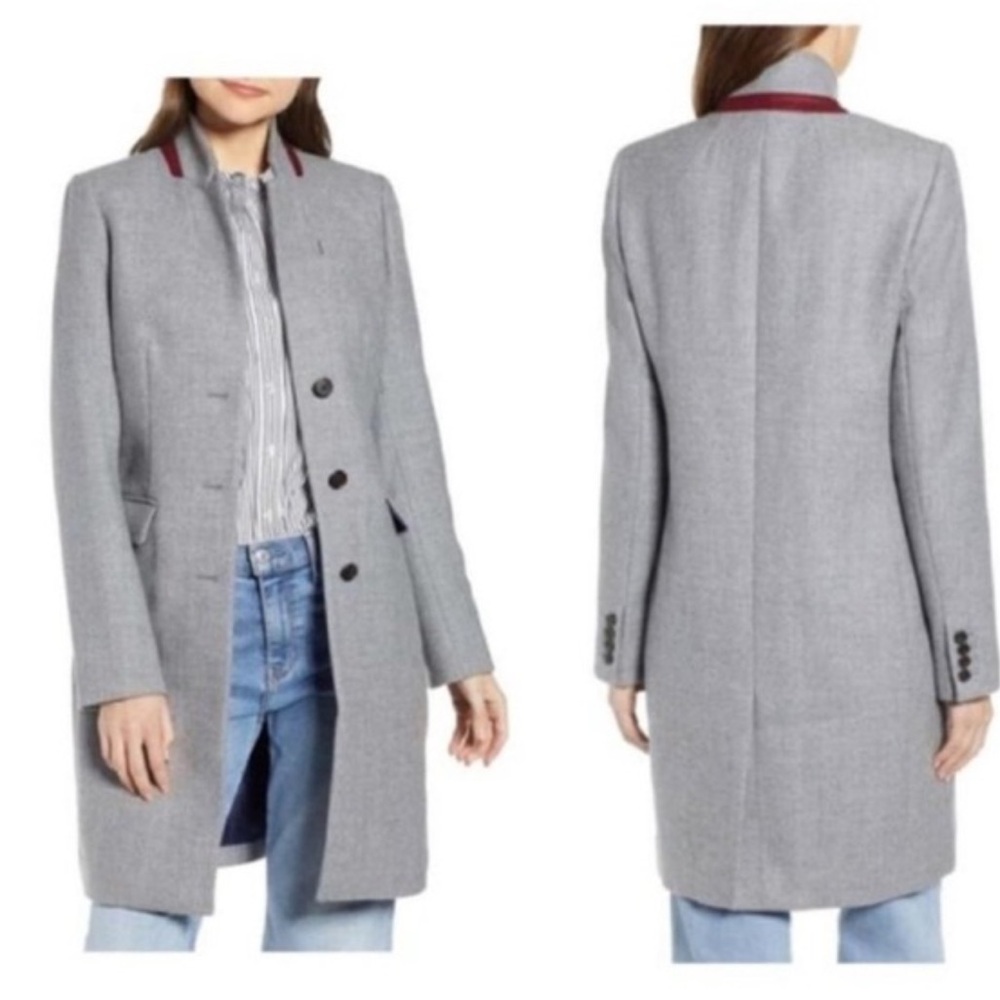 J. Crew Regent Topcoat Coat Double
Serge Wool Light Heather Gray 2P